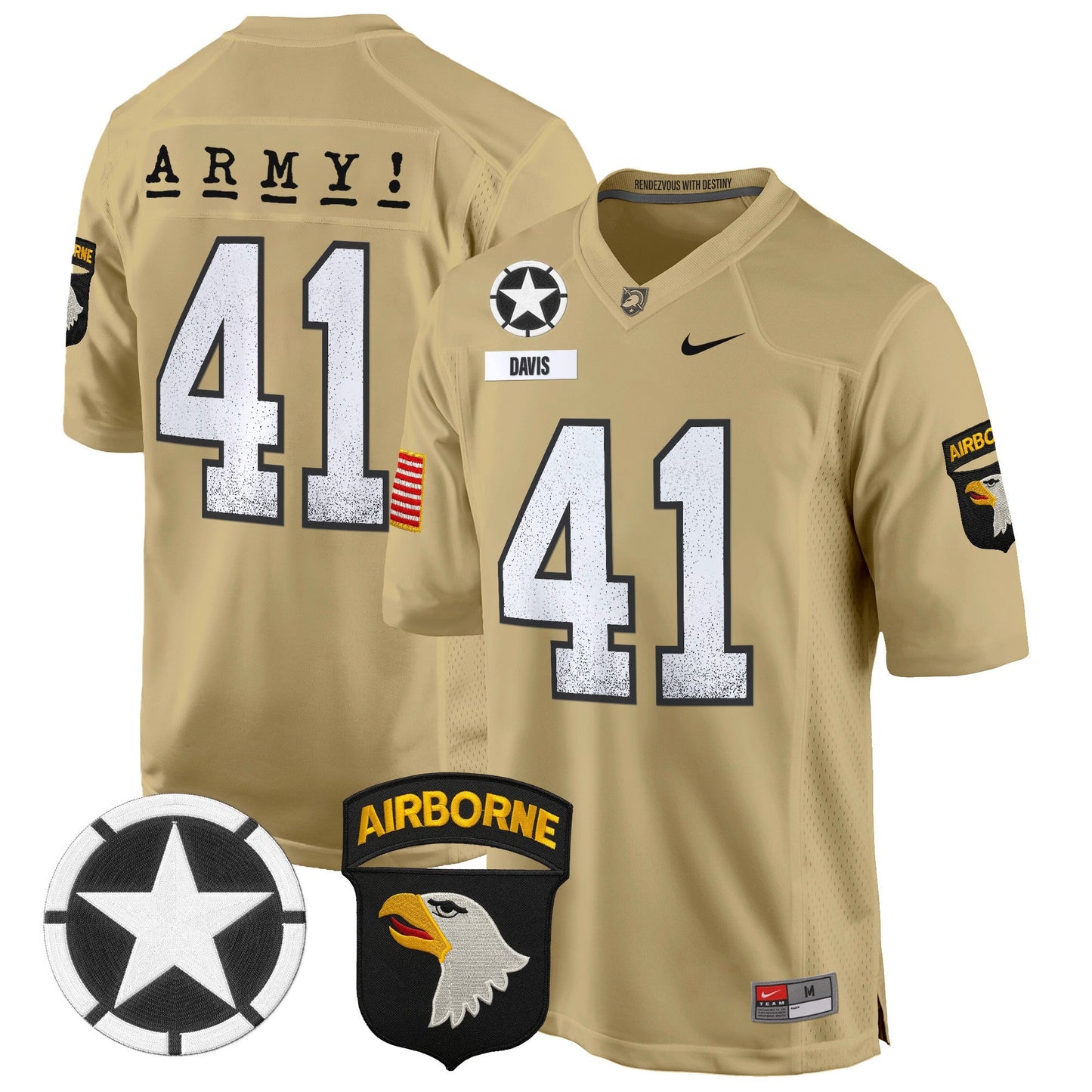 Army Black Knights 101st Airborne Division Patch 2024 Game Jersey - All Stitched