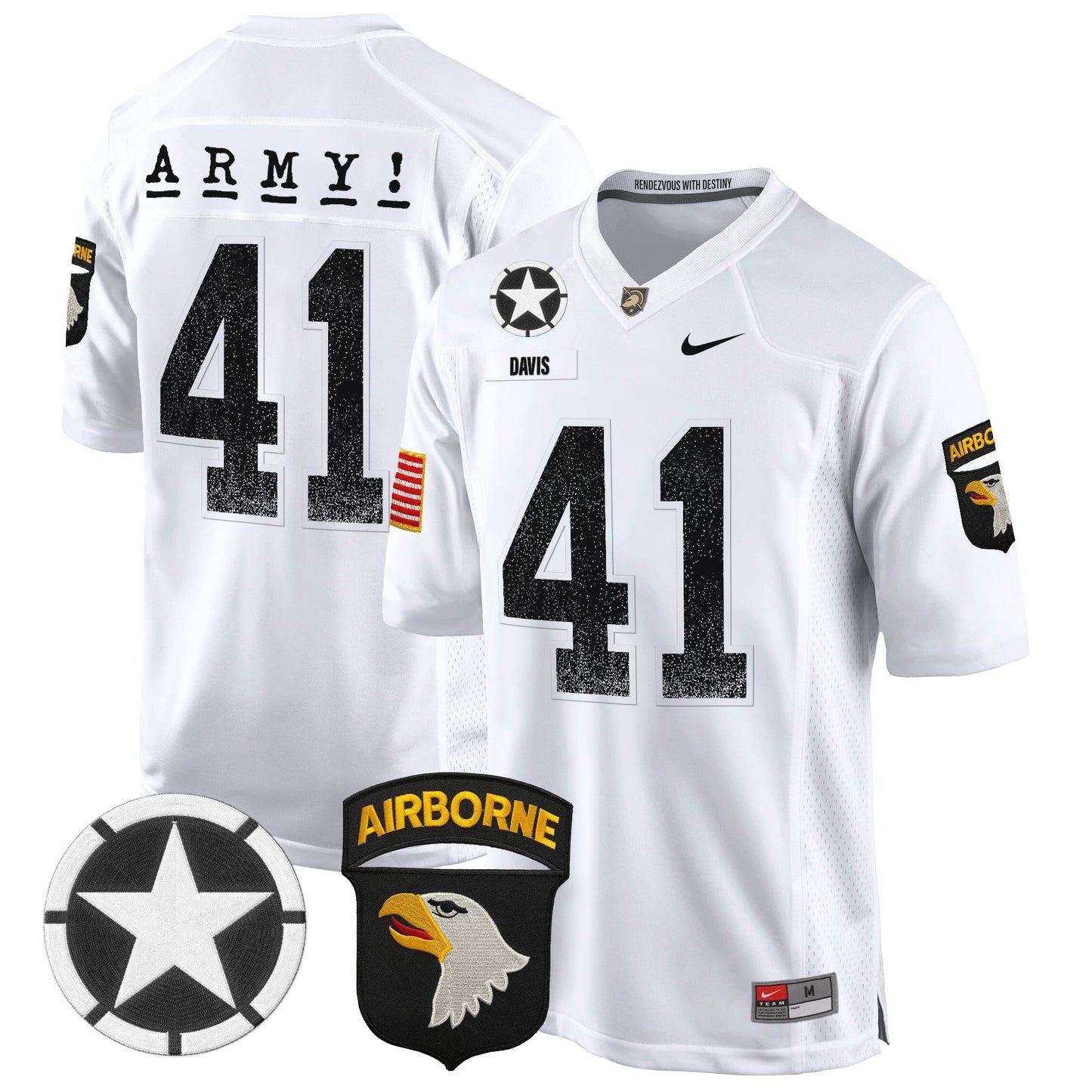 Army Black Knights 101st Airborne Division Patch 2024 Game Jersey - All Stitched