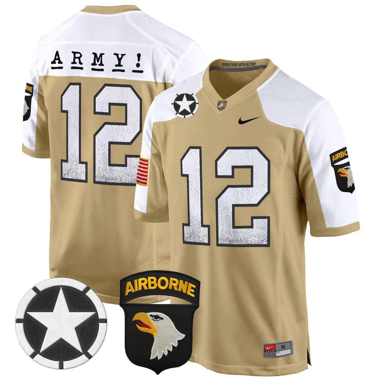 Army Black Knights 101st Airborne Division Patch 2024 Game Jersey - All Stitched