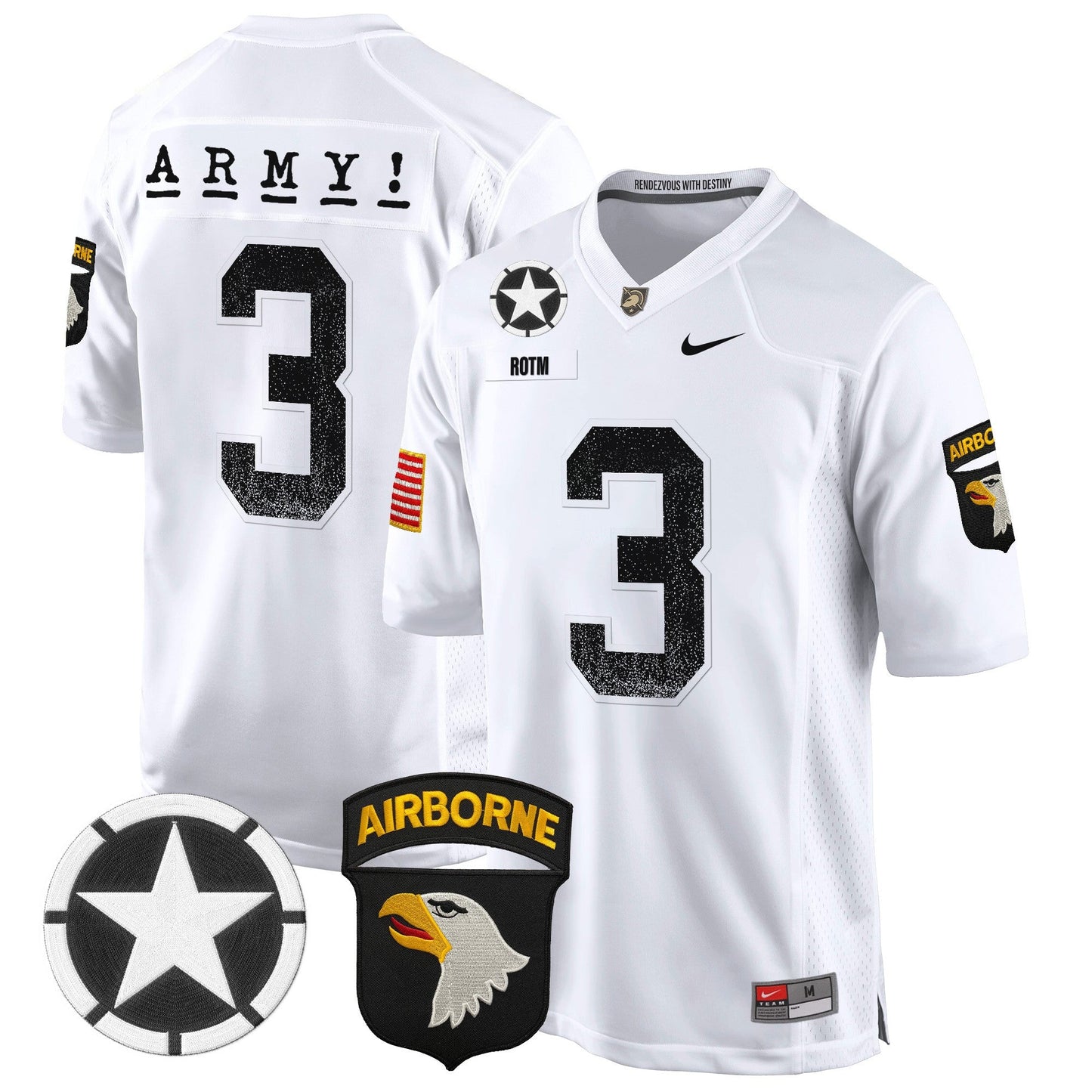 Army Black Knights 101st Airborne Division Patch 2024 Game Jersey - All Stitched