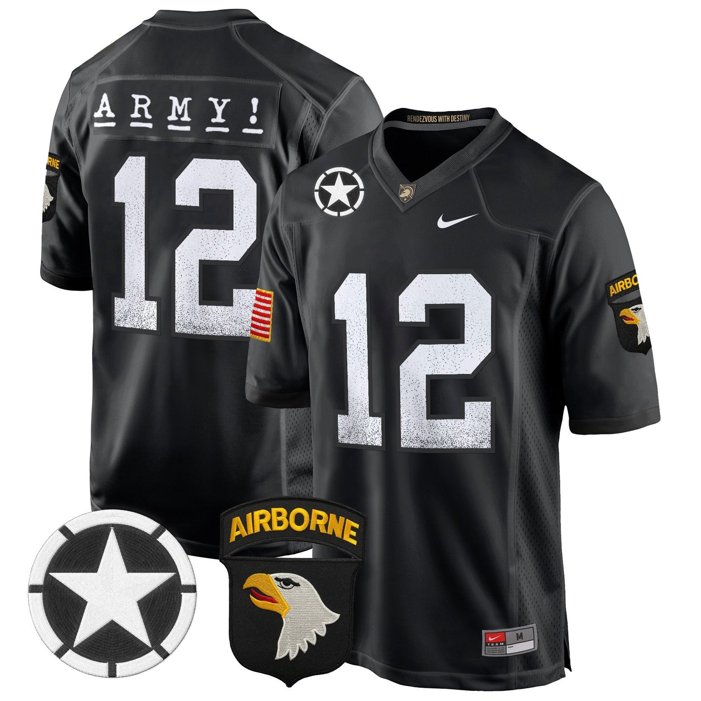 Army Black Knights 101st Airborne Division Patch 2024 Game Jersey - All Stitched
