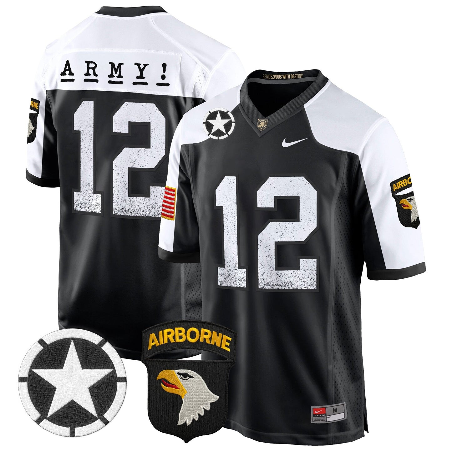 Army Black Knights 101st Airborne Division Patch 2024 Game Jersey - All Stitched