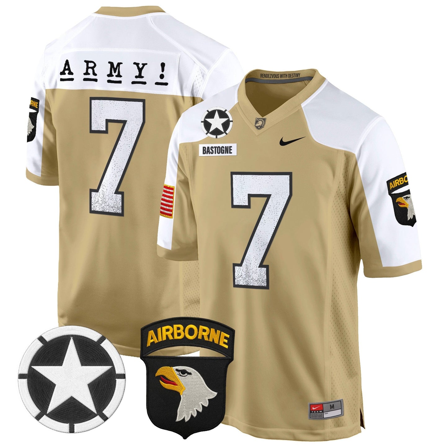 Army Black Knights 101st Airborne Division Patch 2024 Game Jersey - All Stitched