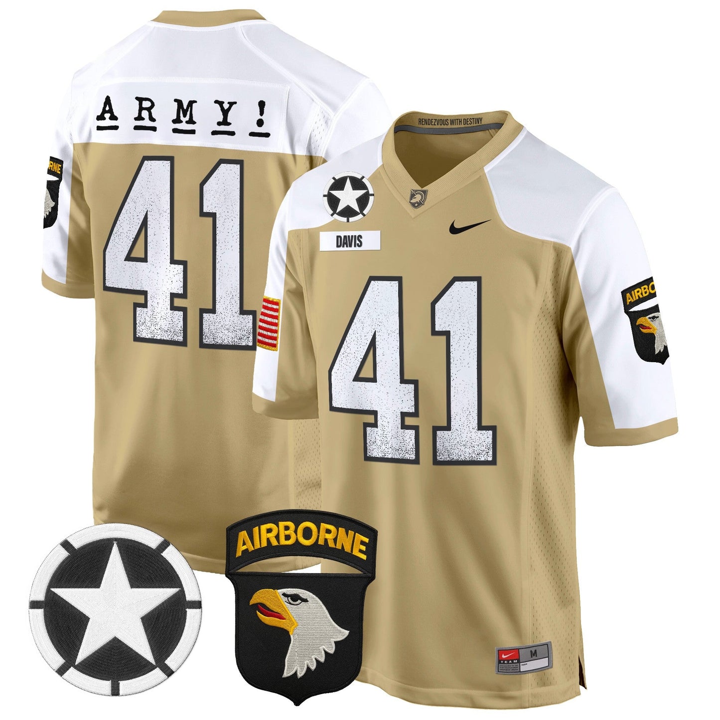 Army Black Knights 101st Airborne Division Patch 2024 Game Jersey - All Stitched