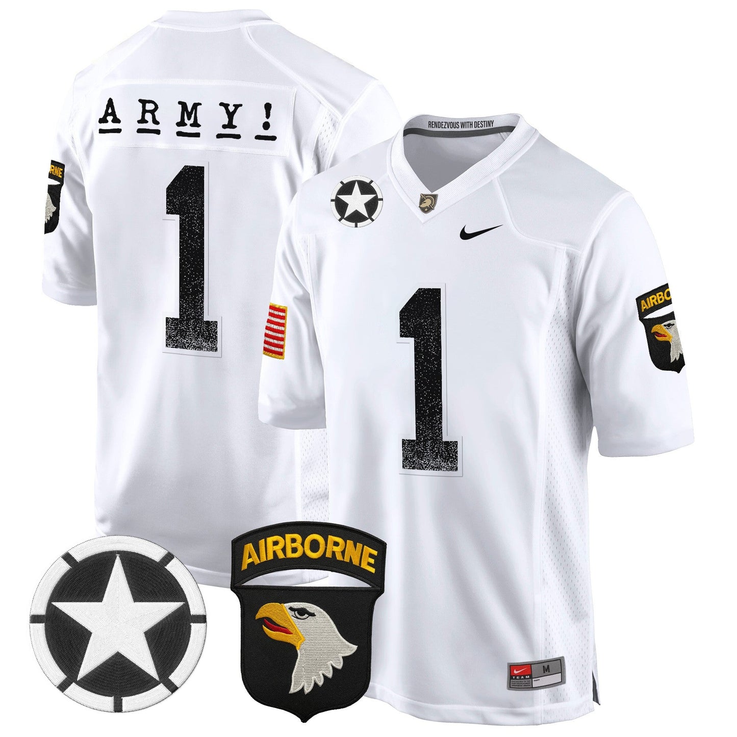 Army Black Knights 101st Airborne Division Patch 2024 Game Jersey - All Stitched