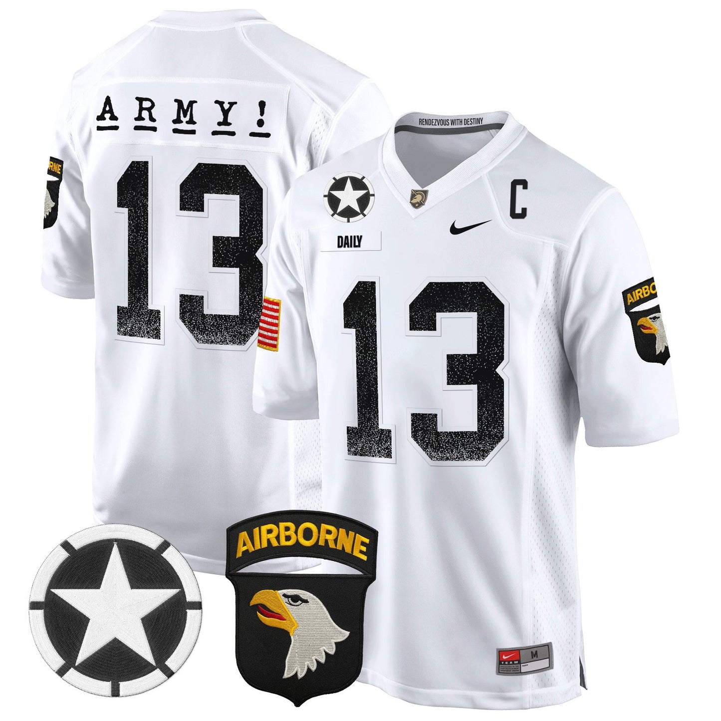 Army Black Knights 101st Airborne Division Patch 2024 Game Jersey - All Stitched