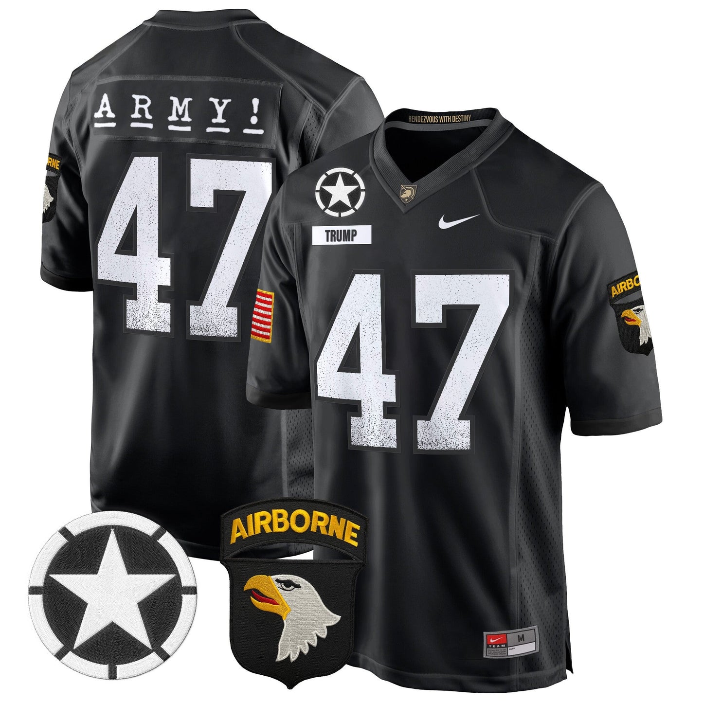Army Black Knights 101st Airborne Division Patch 2024 Game Jersey - All Stitched