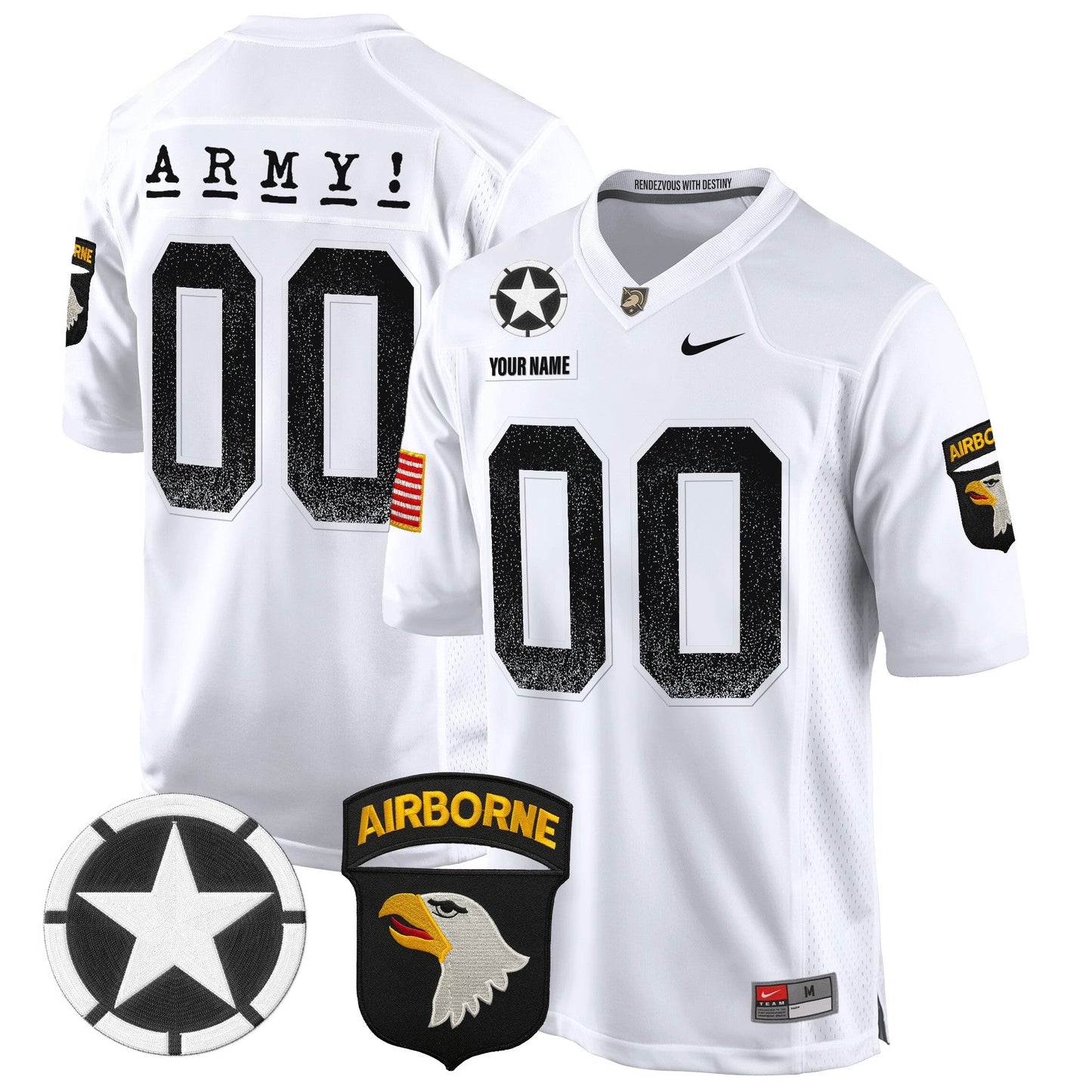 Army Black Knights 101st Airborne Division Patch 2024 Game Custom Jersey - All Stitched