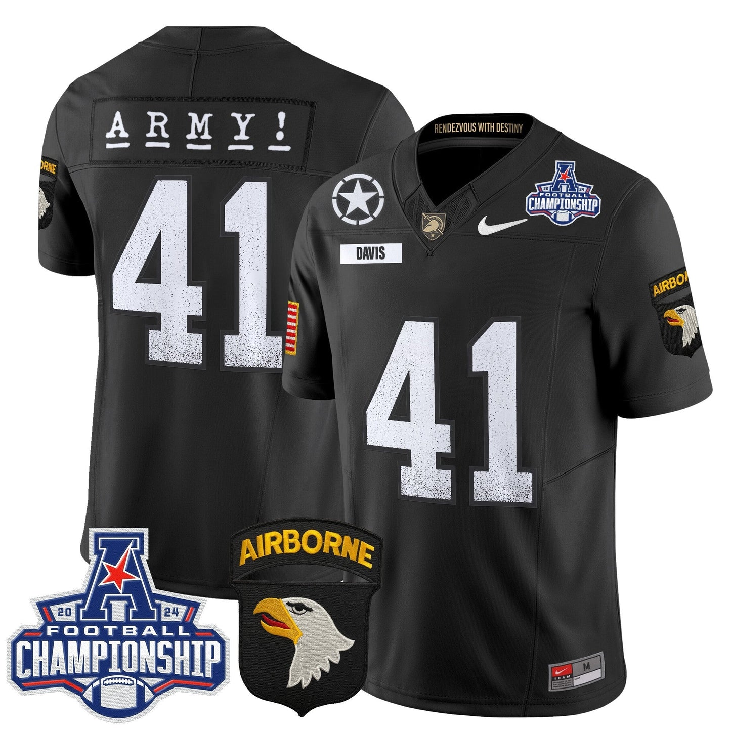 Army Black Knights 2024 AAC Championship Patch Vapor Limited Jersey - All Stitched