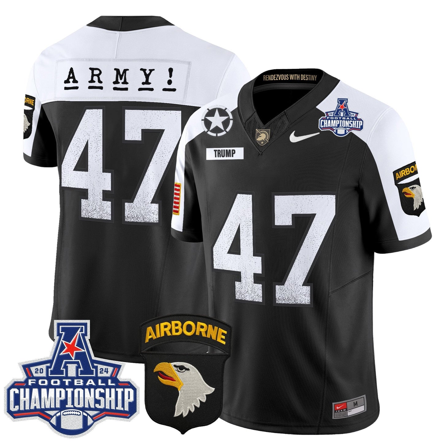 Army Black Knights 2024 AAC Championship Patch Vapor Limited Jersey - All Stitched