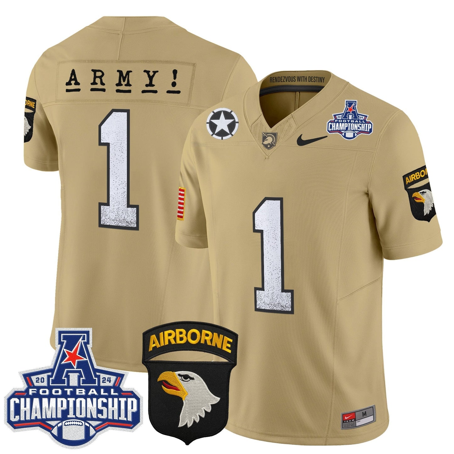 Army Black Knights 2024 AAC Championship Patch Vapor Limited Jersey - All Stitched