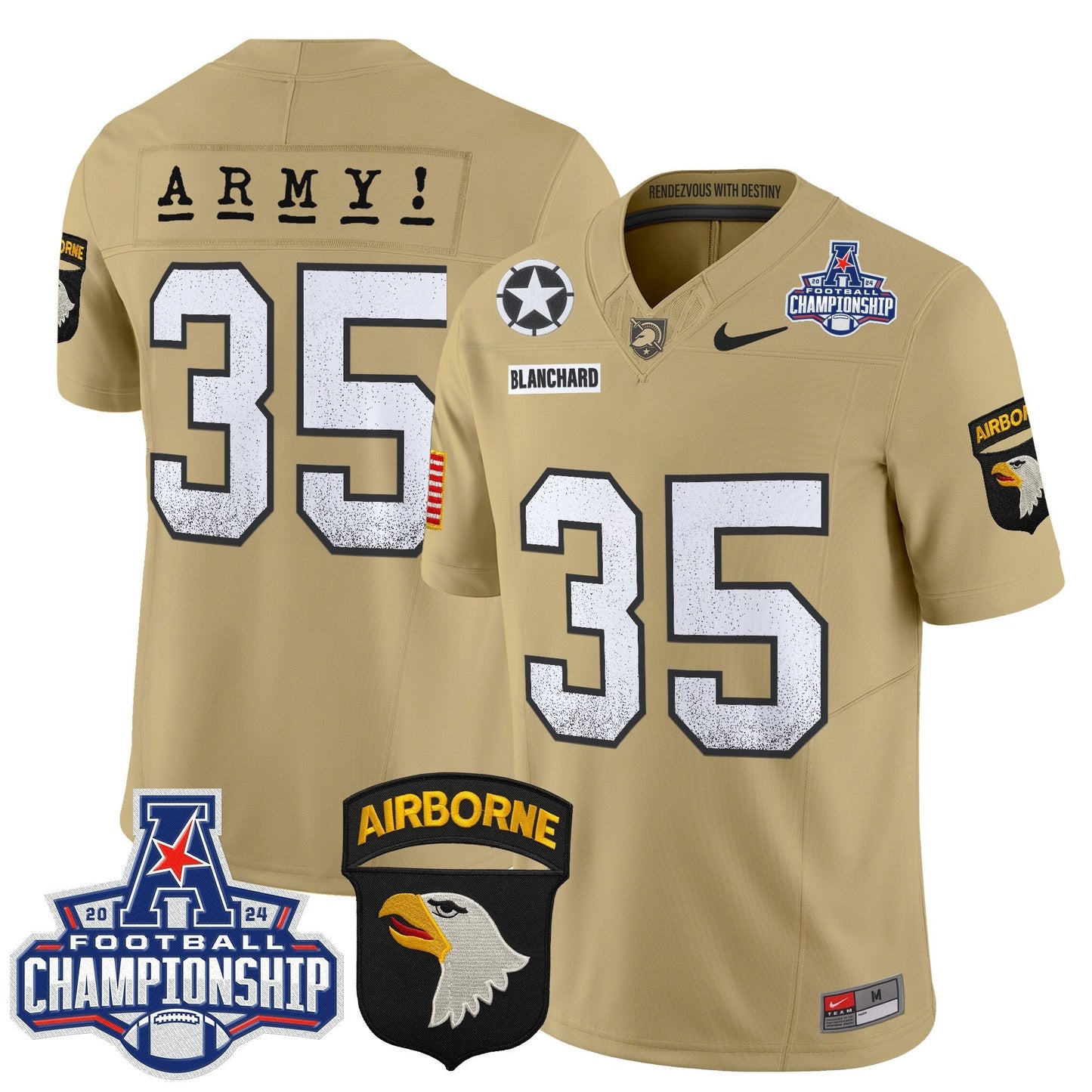 Army Black Knights 2024 AAC Championship Patch Vapor Limited Jersey - All Stitched