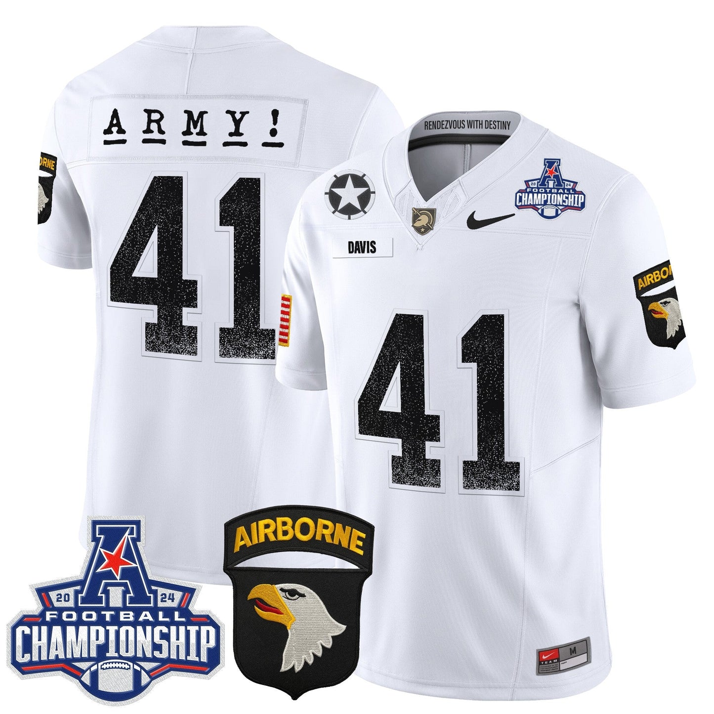 Army Black Knights 2024 AAC Championship Patch Vapor Limited Jersey - All Stitched
