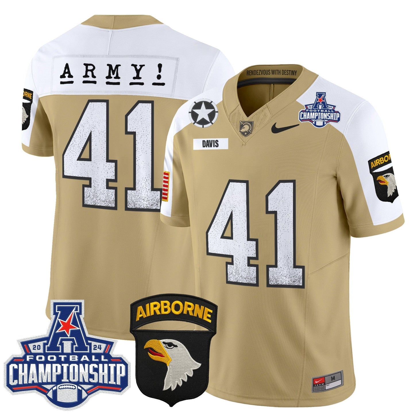 Army Black Knights 2024 AAC Championship Patch Vapor Limited Jersey - All Stitched