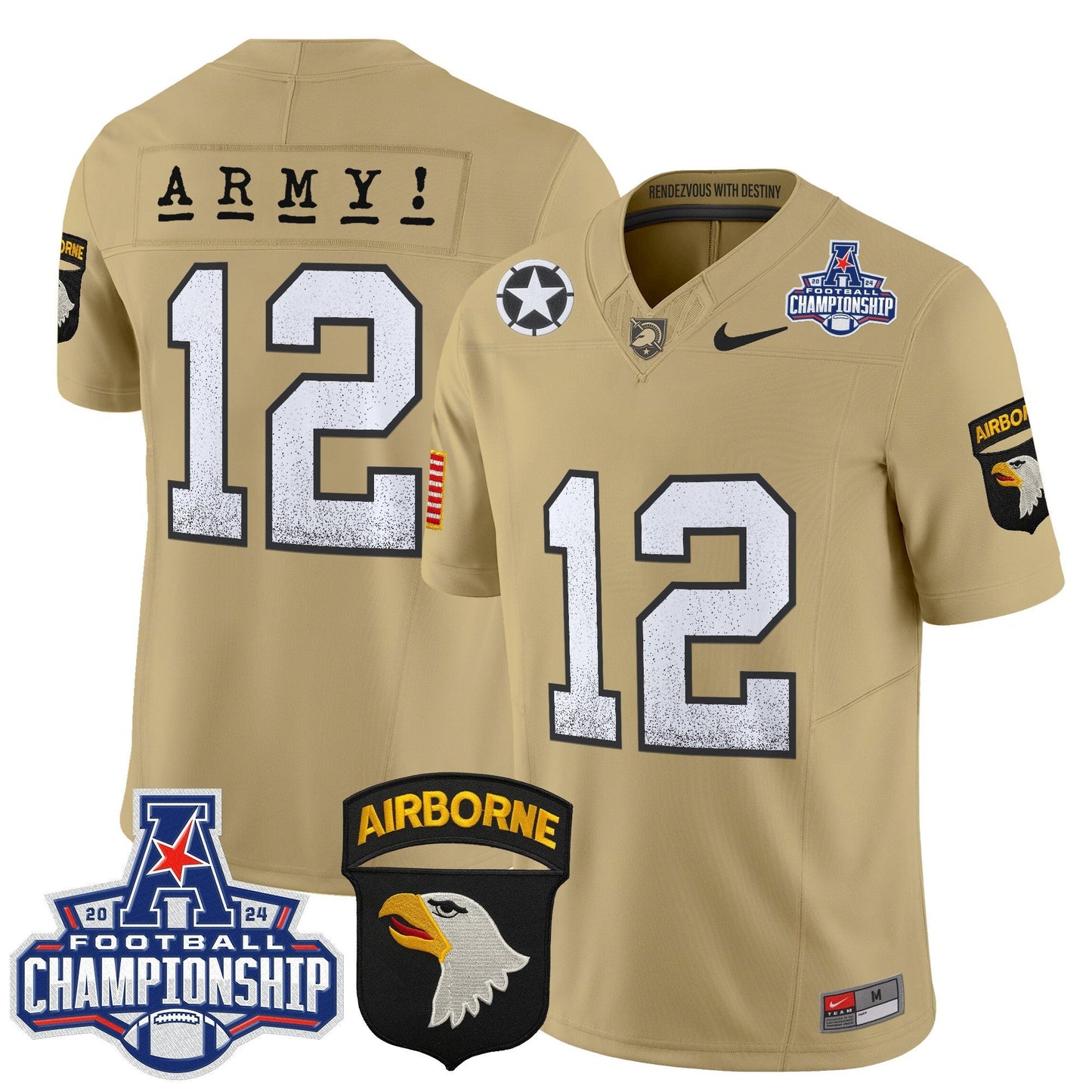 Army Black Knights 2024 AAC Championship Patch Vapor Limited Jersey - All Stitched