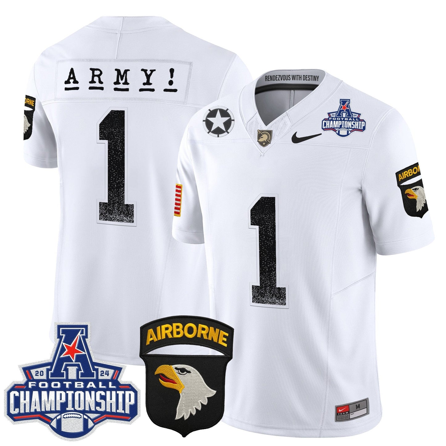 Army Black Knights 2024 AAC Championship Patch Vapor Limited Jersey - All Stitched