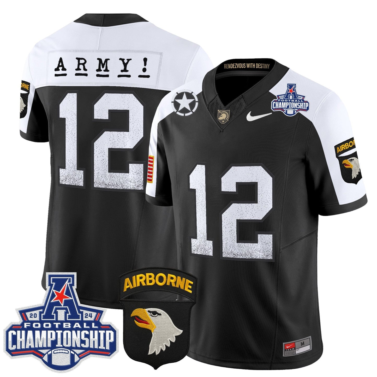 Army Black Knights 2024 AAC Championship Patch Vapor Limited Jersey - All Stitched