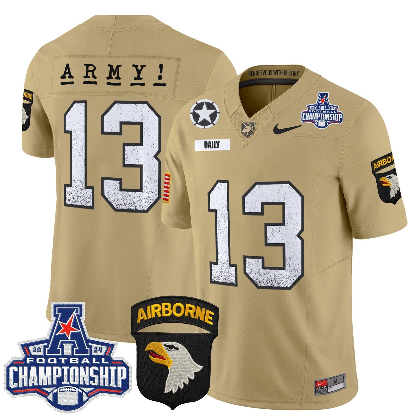 Army Black Knights 2024 AAC Championship Patch Vapor Limited Jersey - All Stitched
