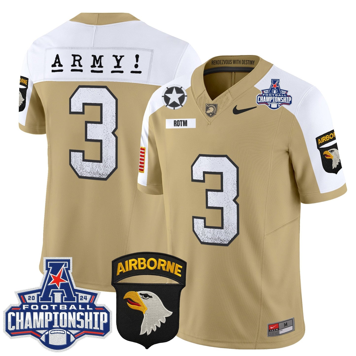 Army Black Knights 2024 AAC Championship Patch Vapor Limited Jersey - All Stitched