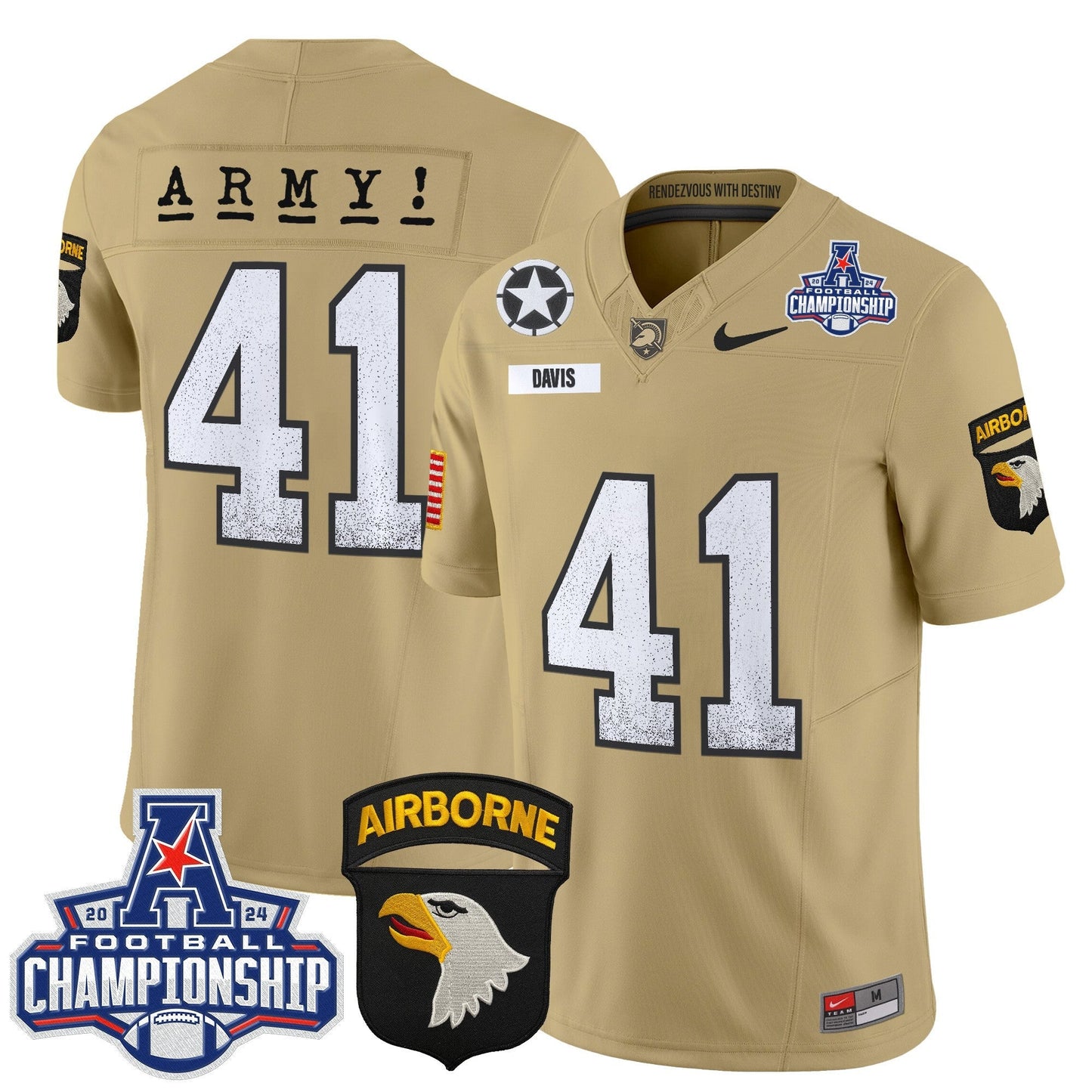 Army Black Knights 2024 AAC Championship Patch Vapor Limited Jersey - All Stitched