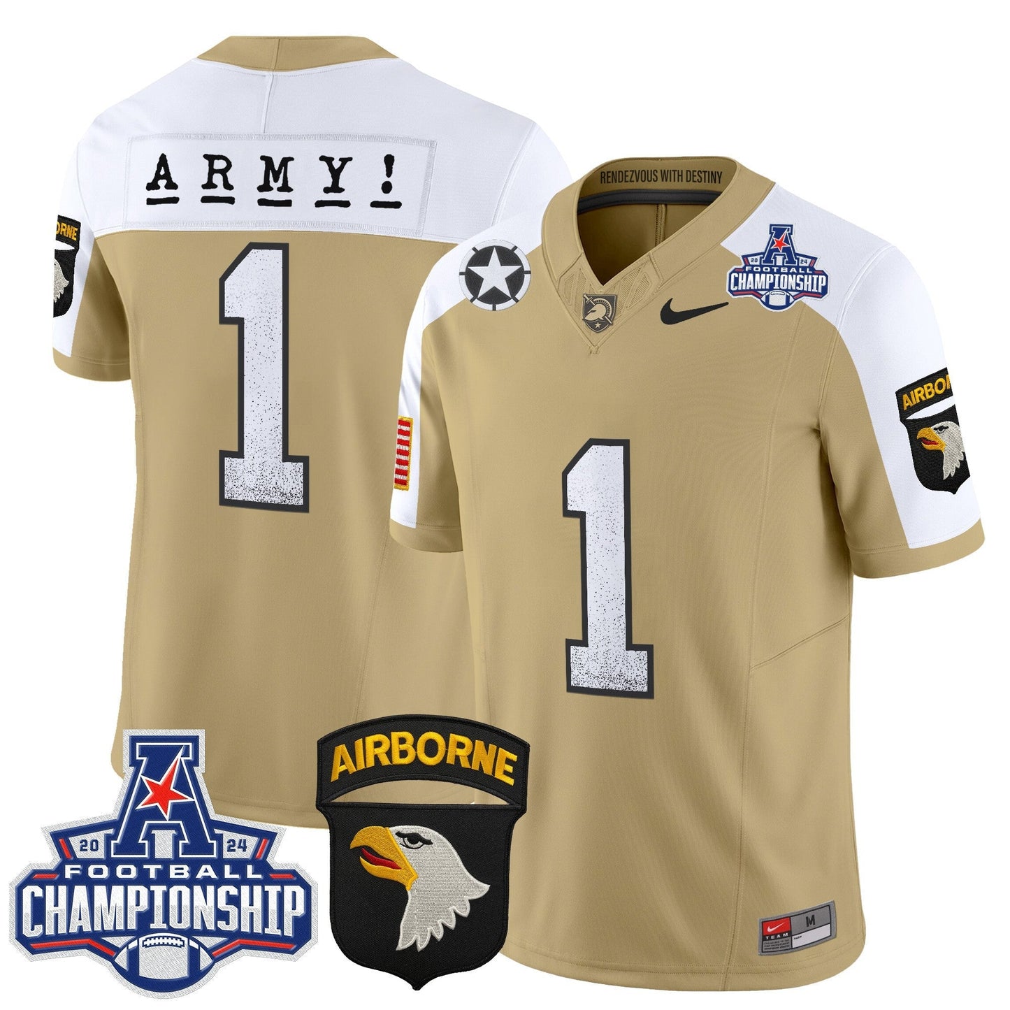 Army Black Knights 2024 AAC Championship Patch Vapor Limited Jersey - All Stitched
