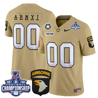 Army Black Knights 2024 AAC Championship Patch Vapor Limited Custom Jersey - All Stitched