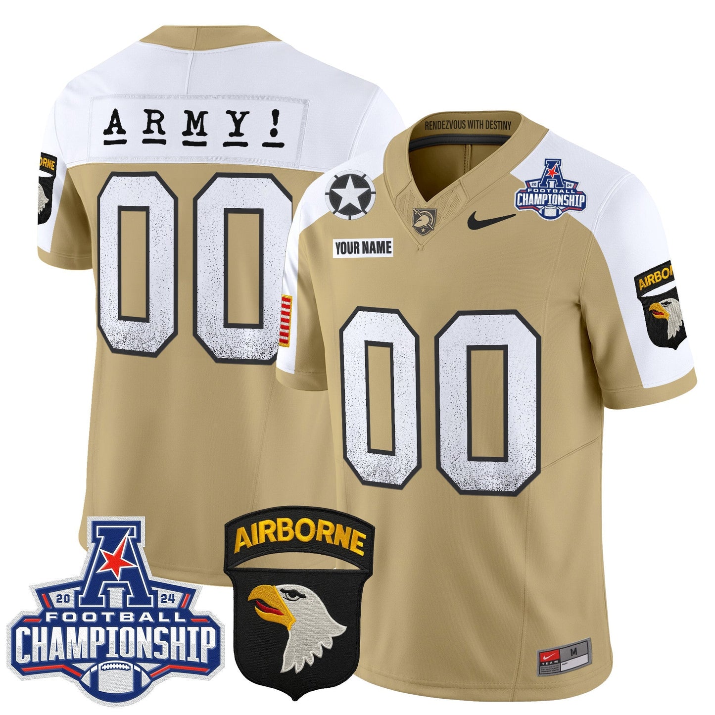 Army Black Knights 2024 AAC Championship Patch Vapor Limited Custom Jersey - All Stitched