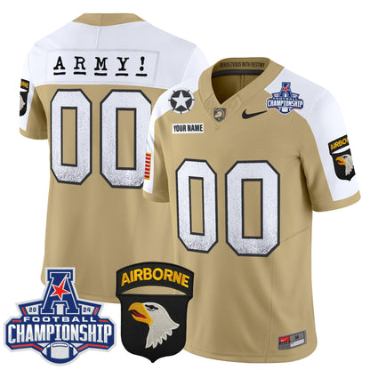 Army Black Knights 2024 AAC Championship Patch Vapor Limited Custom Jersey - All Stitched