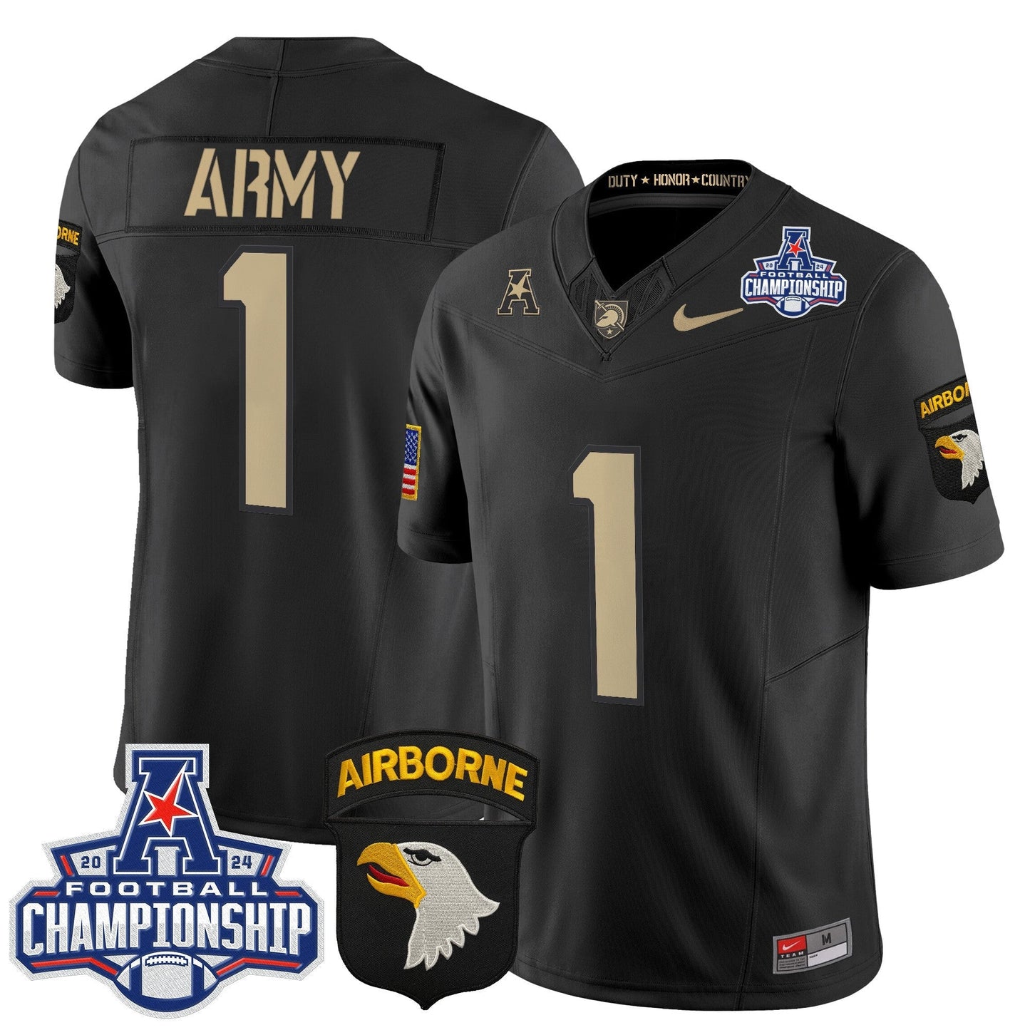 Army Black Knights 2024 AAC Championship Patch Vapor Limited Jersey V2 - All Stitched