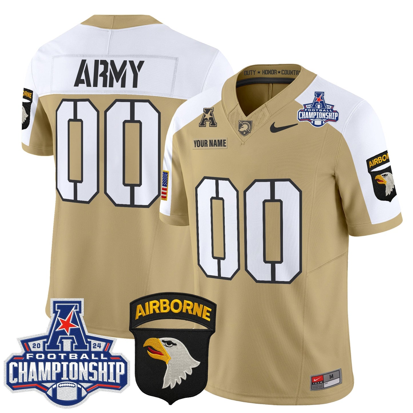 Army Black Knights 2024 AAC Championship Patch Vapor Limited Custom Jersey V2 - All Stitched