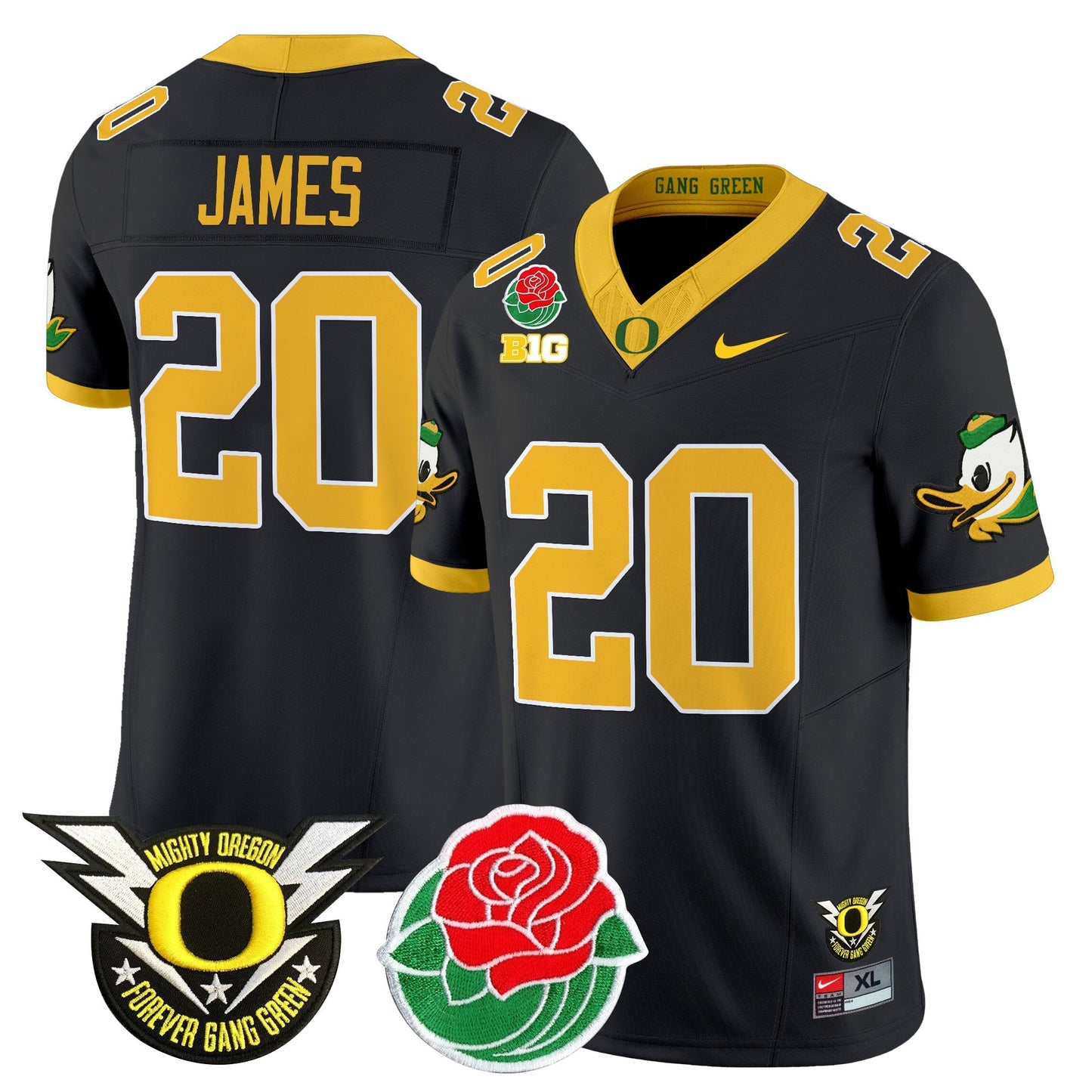ORE 2025 Rose Bowl Game & BIG Patch Vapor Limited Jersey - All Stitched