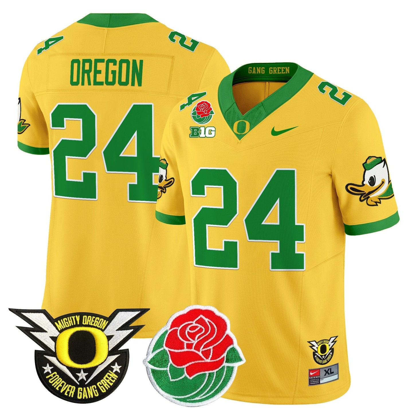 ORE 2025 Rose Bowl Game & BIG Patch Vapor Limited Jersey - All Stitched