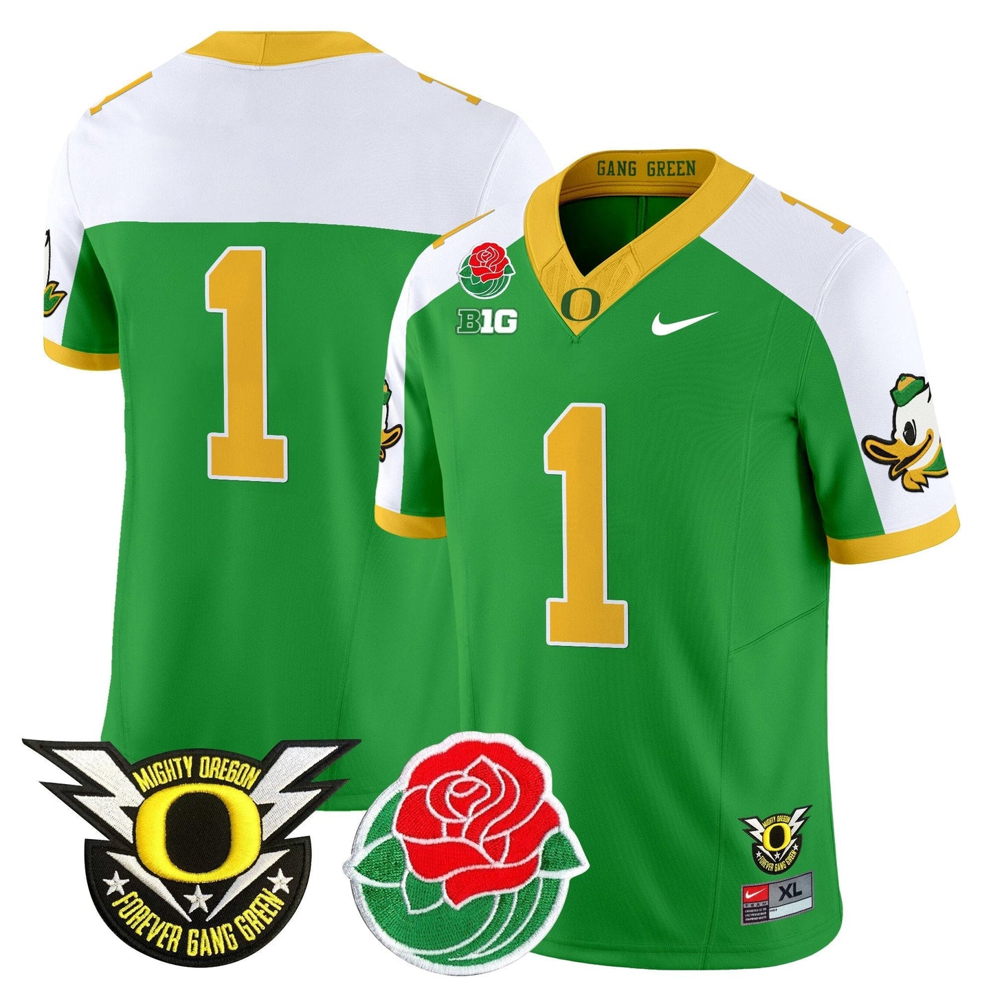 ORE 2025 Rose Bowl Game & BIG Patch Vapor Limited Jersey - All Stitched