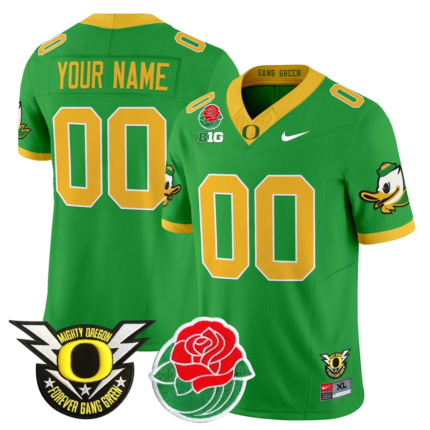 ORE 2025 Rose Bowl Game & BIG Patch Vapor Limited Custom Jersey - All Stitched