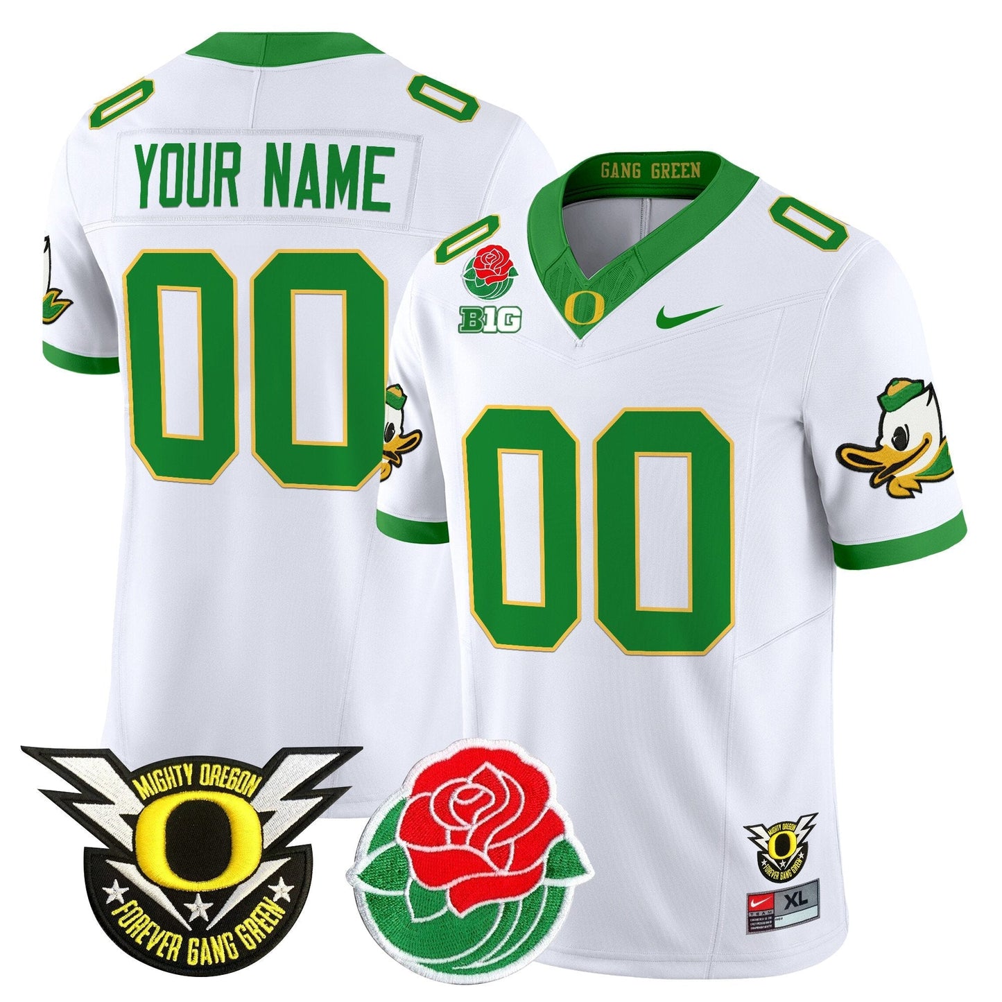 ORE 2025 Rose Bowl Game & BIG Patch Vapor Limited Custom Jersey - All Stitched