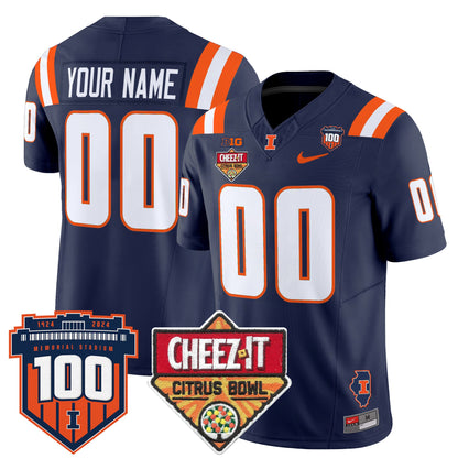 Illinois Fighting Illini 2025 Cheez-It Citrus Bowl Patch Vapor Limited Custom Jersey - All Stitched