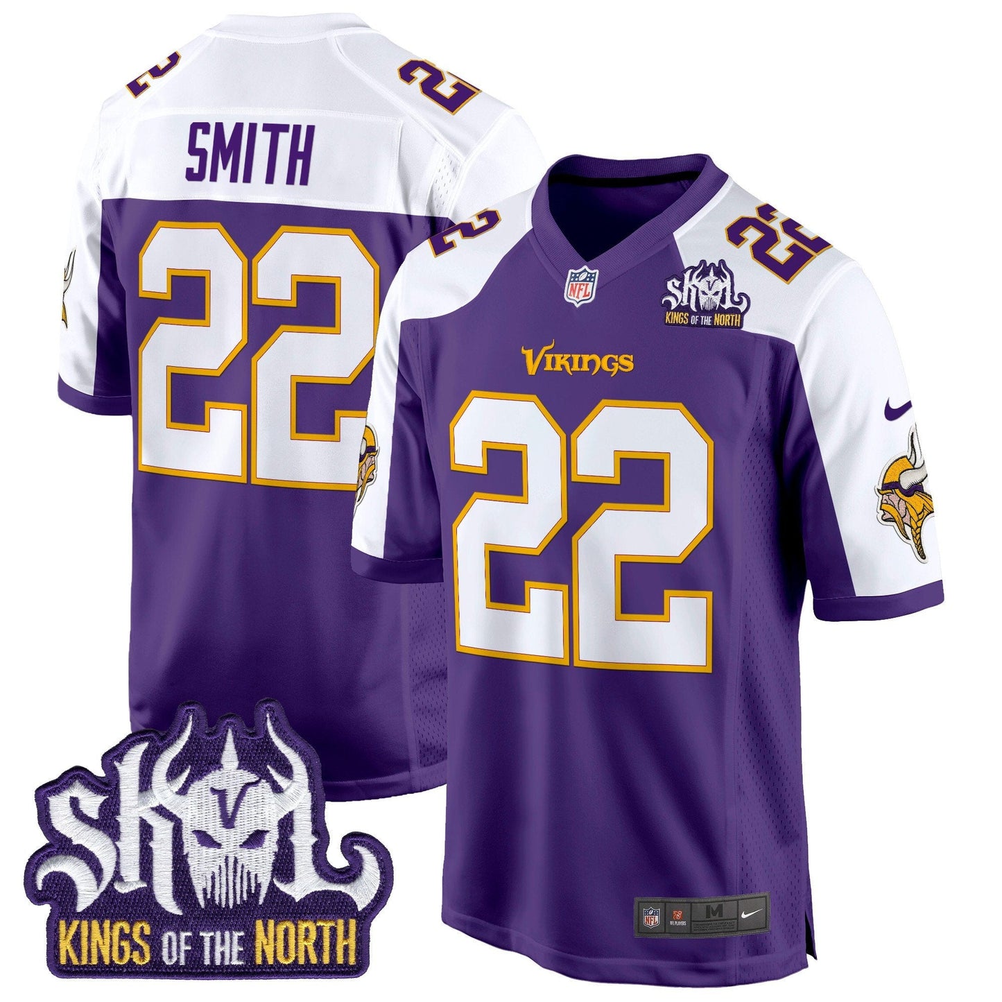 Minnesota Vikings King Of The North Patch Throwback Game Jersey - All Stitched