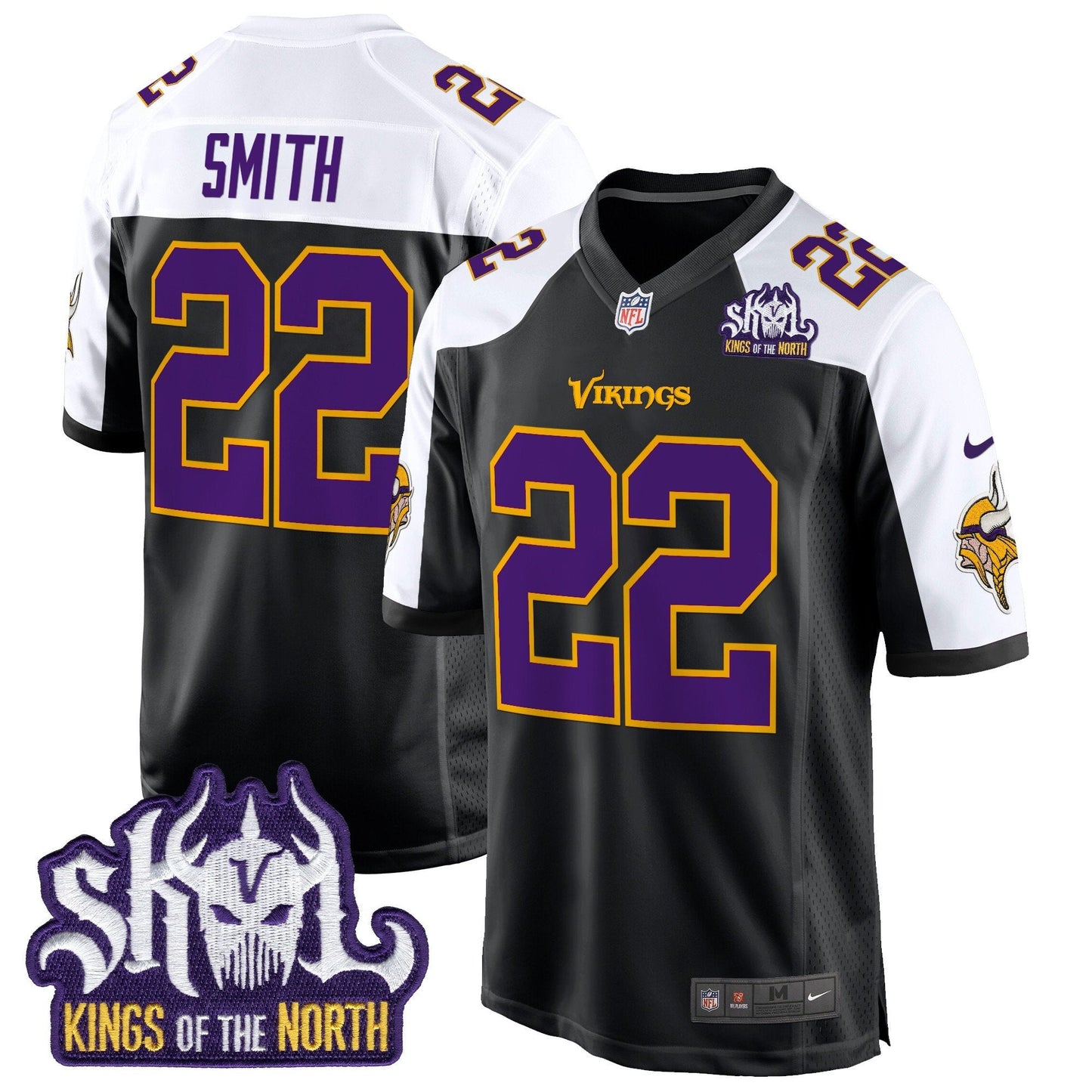 Minnesota Vikings King Of The North Patch Throwback Game Jersey - All Stitched