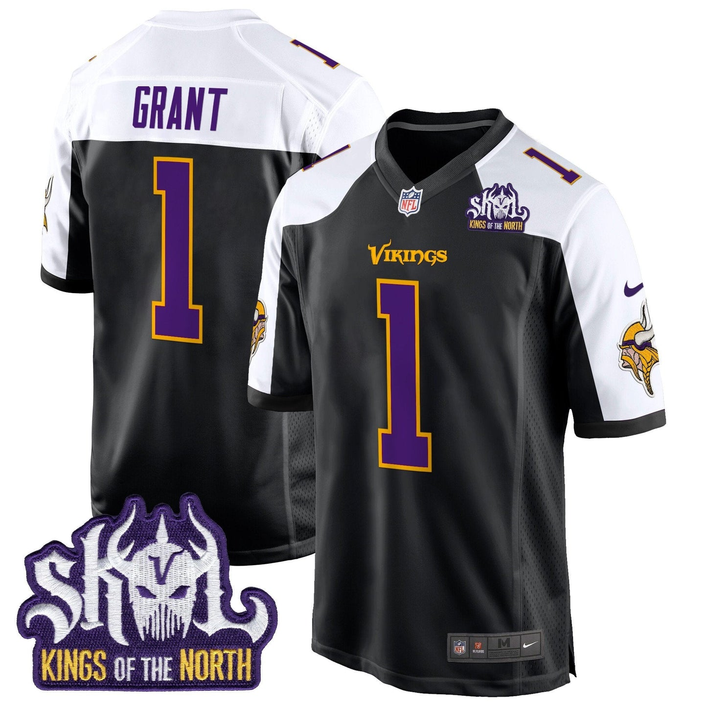 Minnesota Vikings King Of The North Patch Throwback Game Jersey - All Stitched