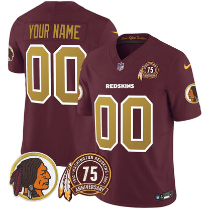 Washington Redskins Throwback 75th Patch Vapor Limited Custom Jersey - All Stitched