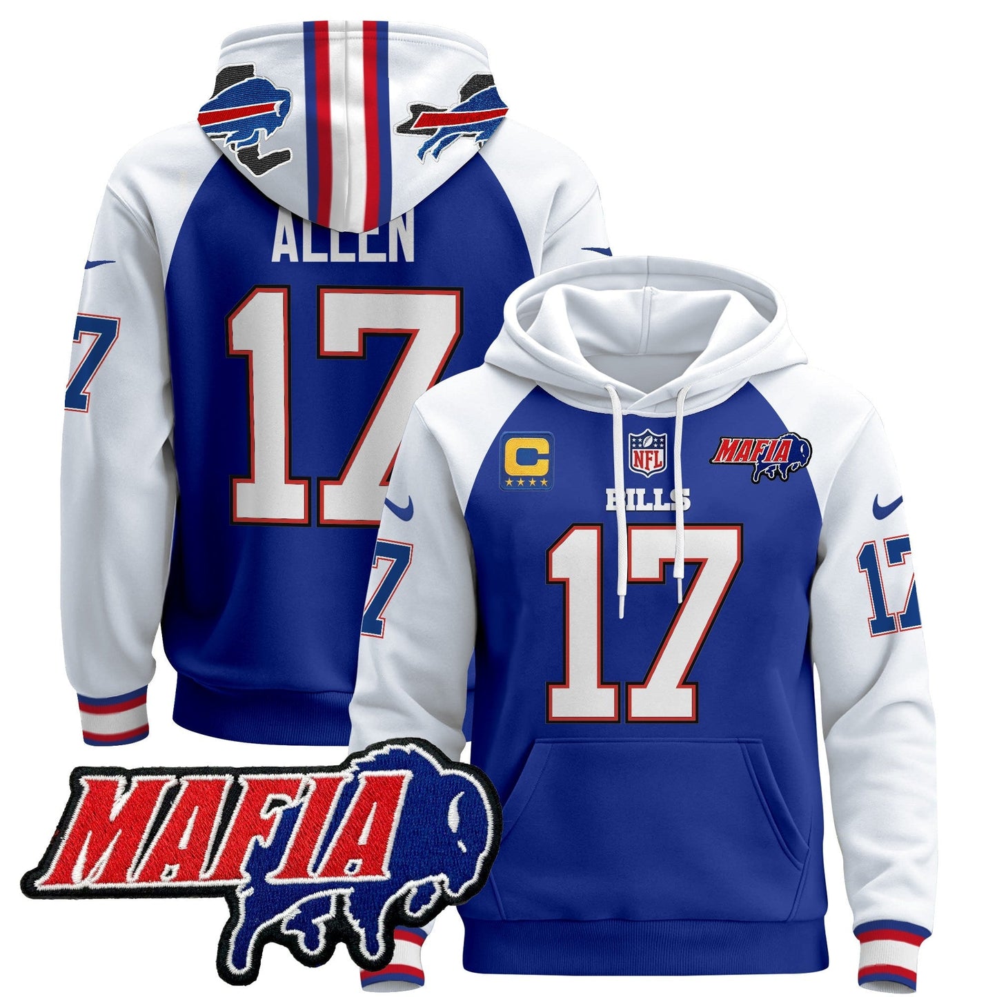 BUF 2024 Bills Mafia Patch Pullover Hoodie