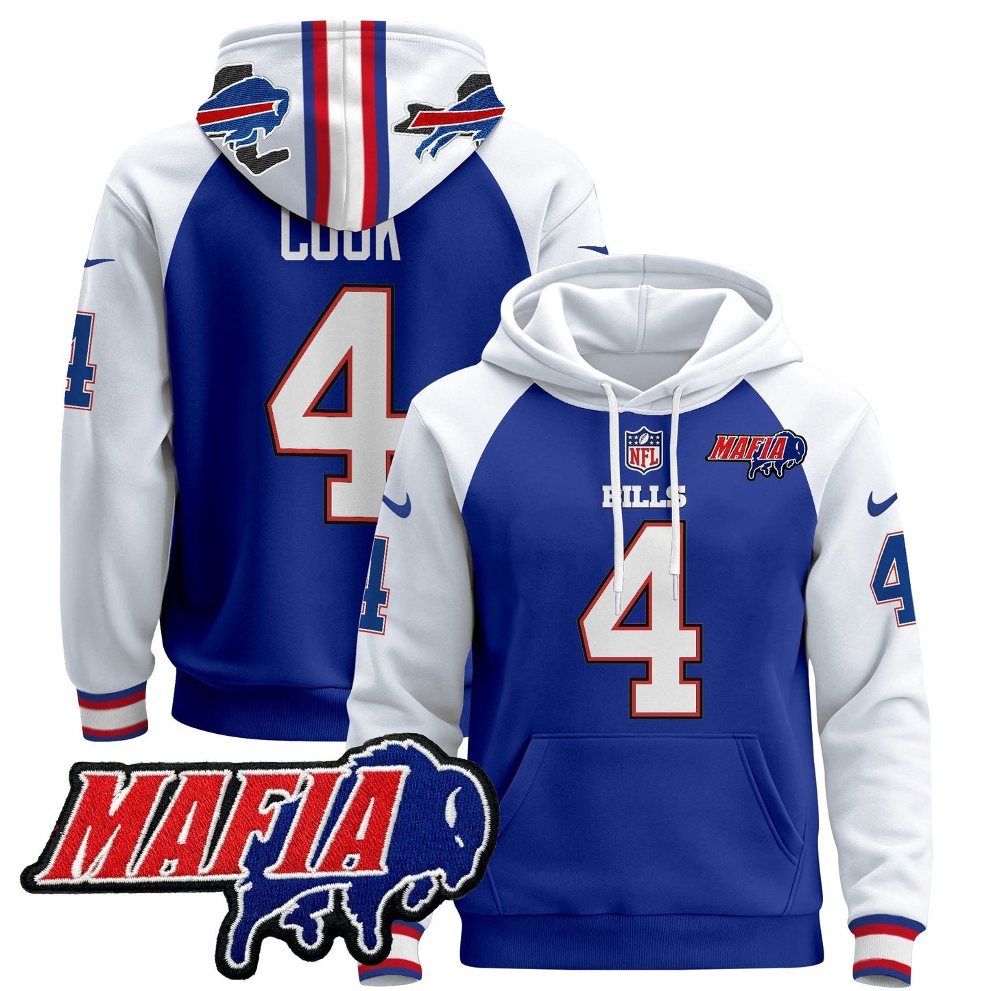 BUF 2024 Bills Mafia Patch Pullover Hoodie