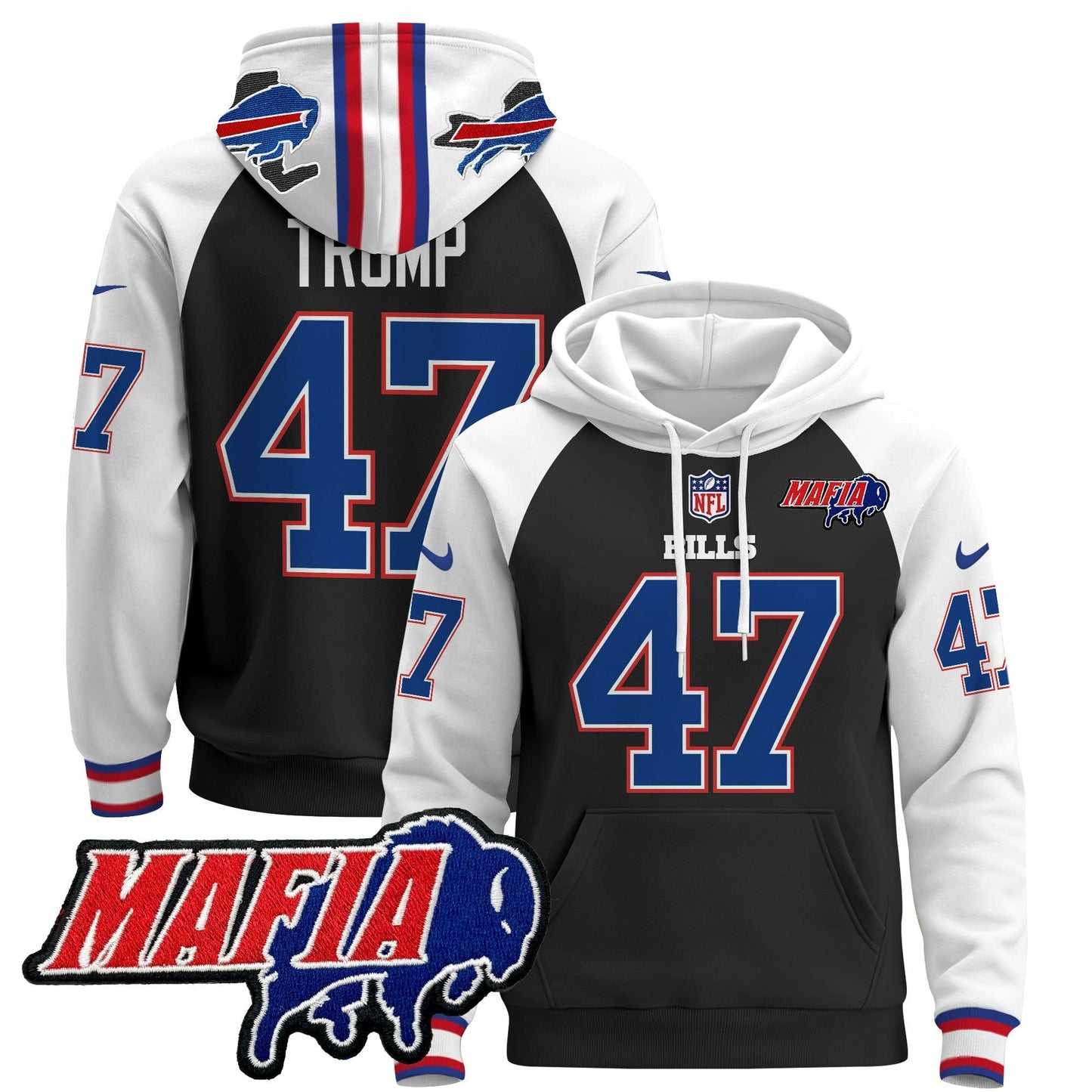 BUF 2024 Bills Mafia Patch Pullover Hoodie