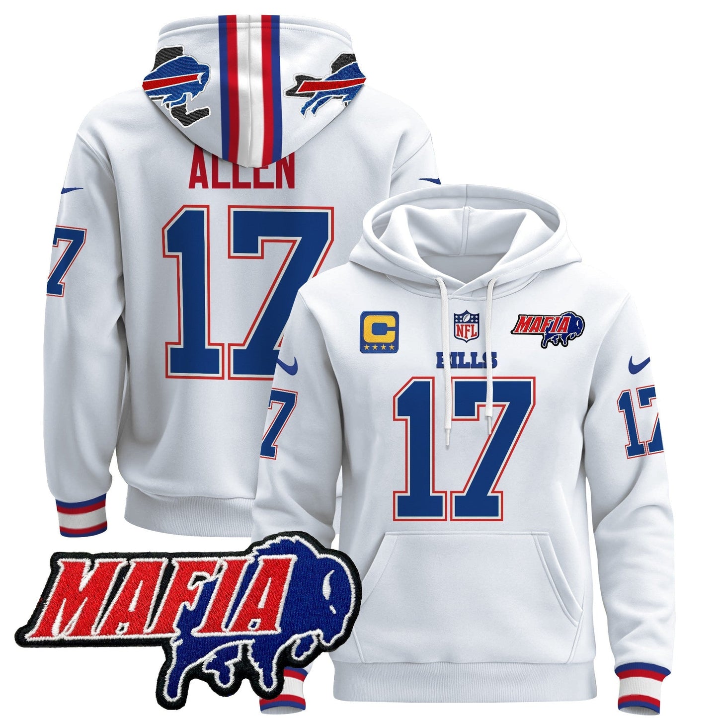 BUF 2024 Bills Mafia Patch Pullover Hoodie