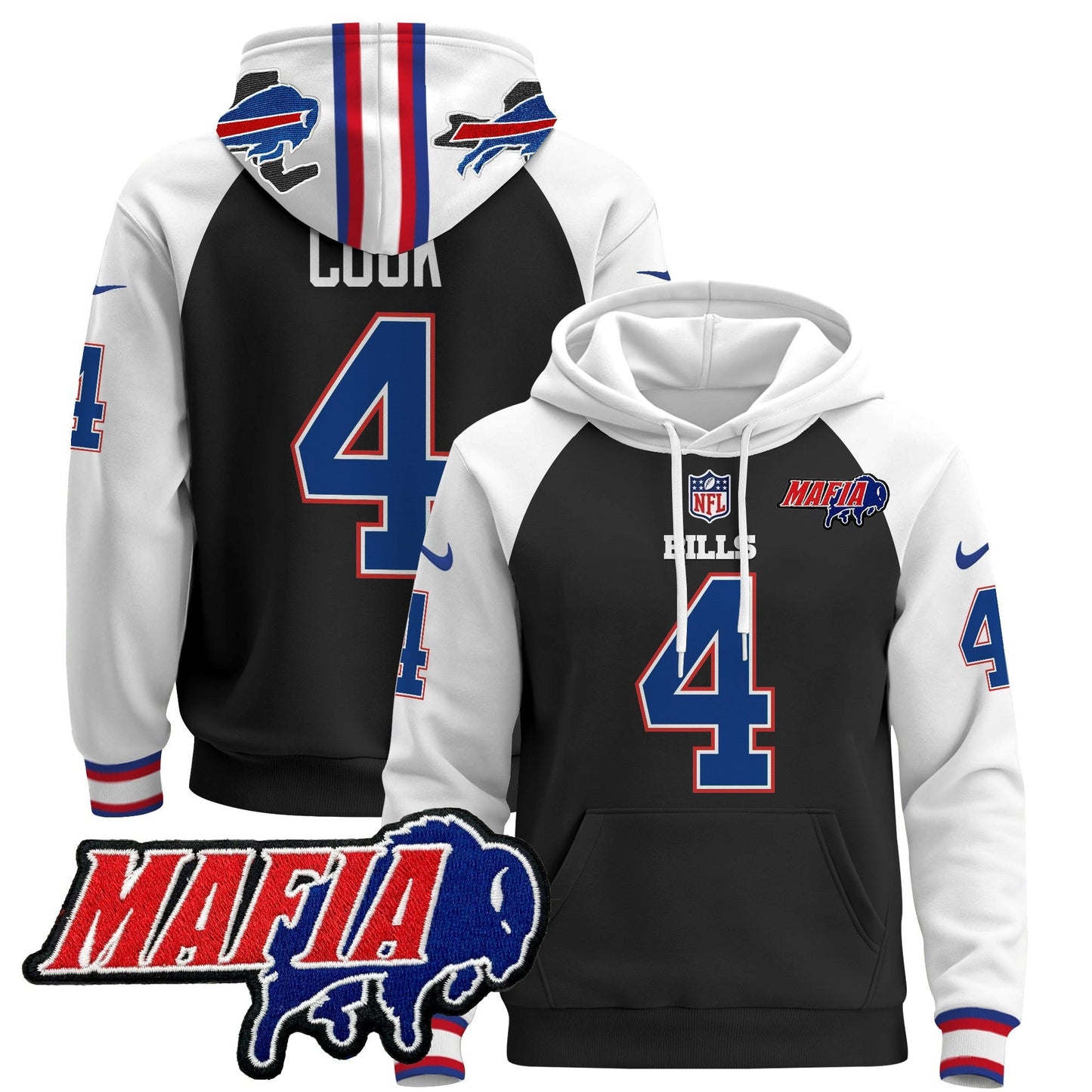 BUF 2024 Bills Mafia Patch Pullover Hoodie