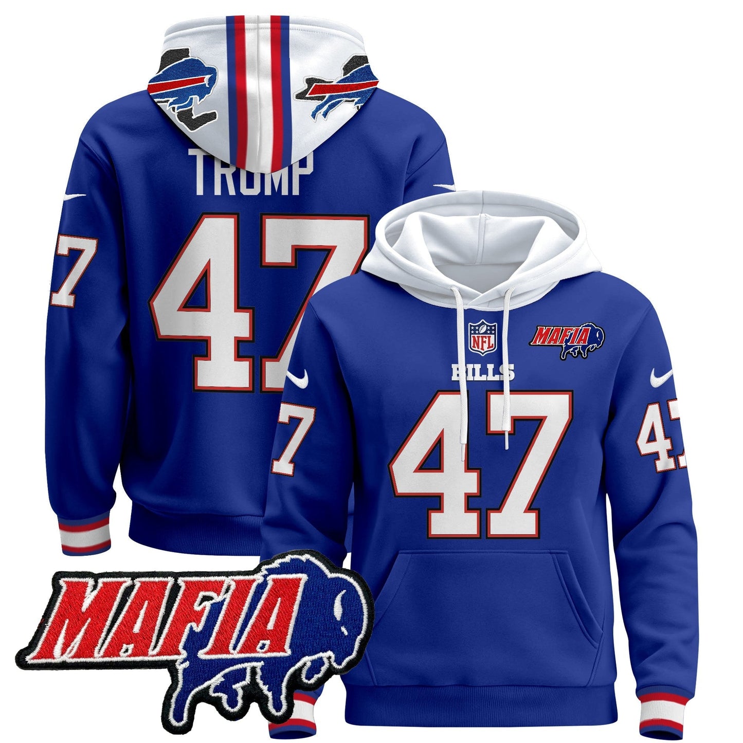 BUF 2024 Bills Mafia Patch Pullover Hoodie