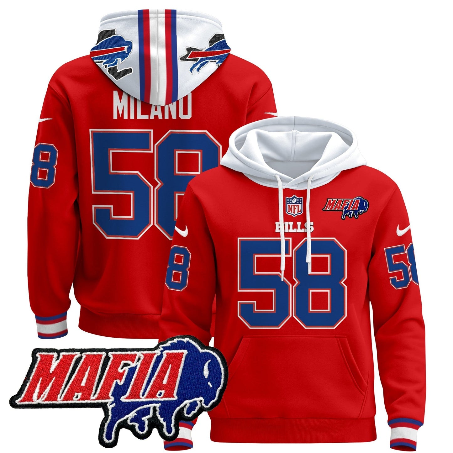 BUF 2024 Bills Mafia Patch Pullover Hoodie