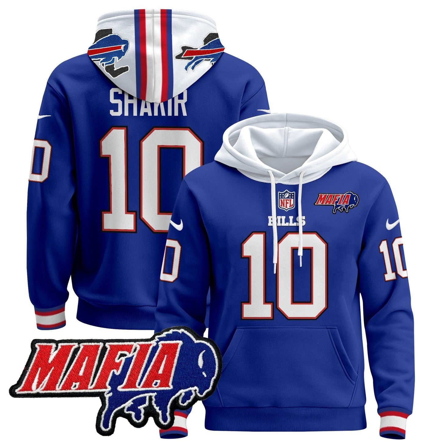 BUF 2024 Bills Mafia Patch Pullover Hoodie