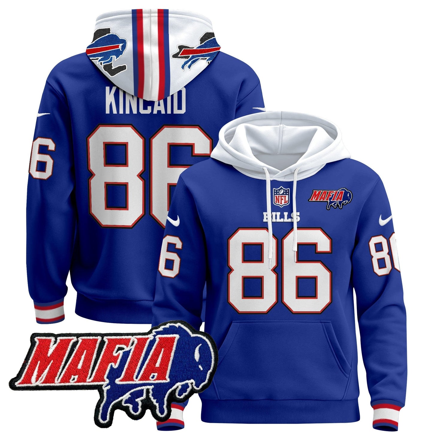 BUF 2024 Bills Mafia Patch Pullover Hoodie