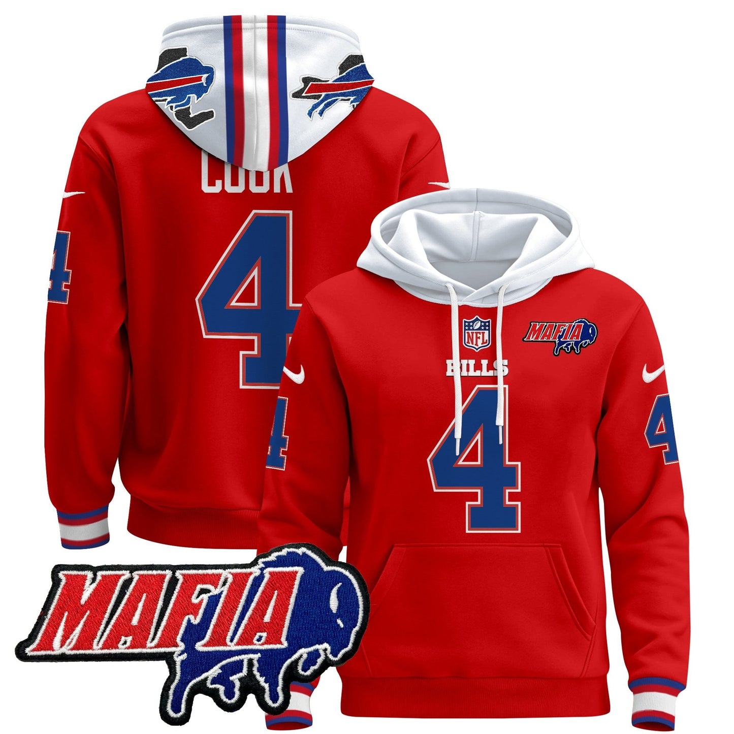 BUF 2024 Bills Mafia Patch Pullover Hoodie